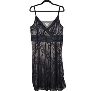 Loft Black Lace Overlay Sleeveless Mini Dress Womens Plus Size 16 NWT